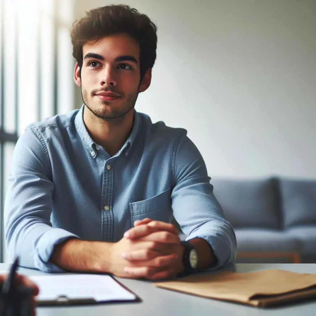 Reclutador evaluando habilidades de resolución de problemas con preguntas abiertas y cerradas en una entrevista de trabajo.